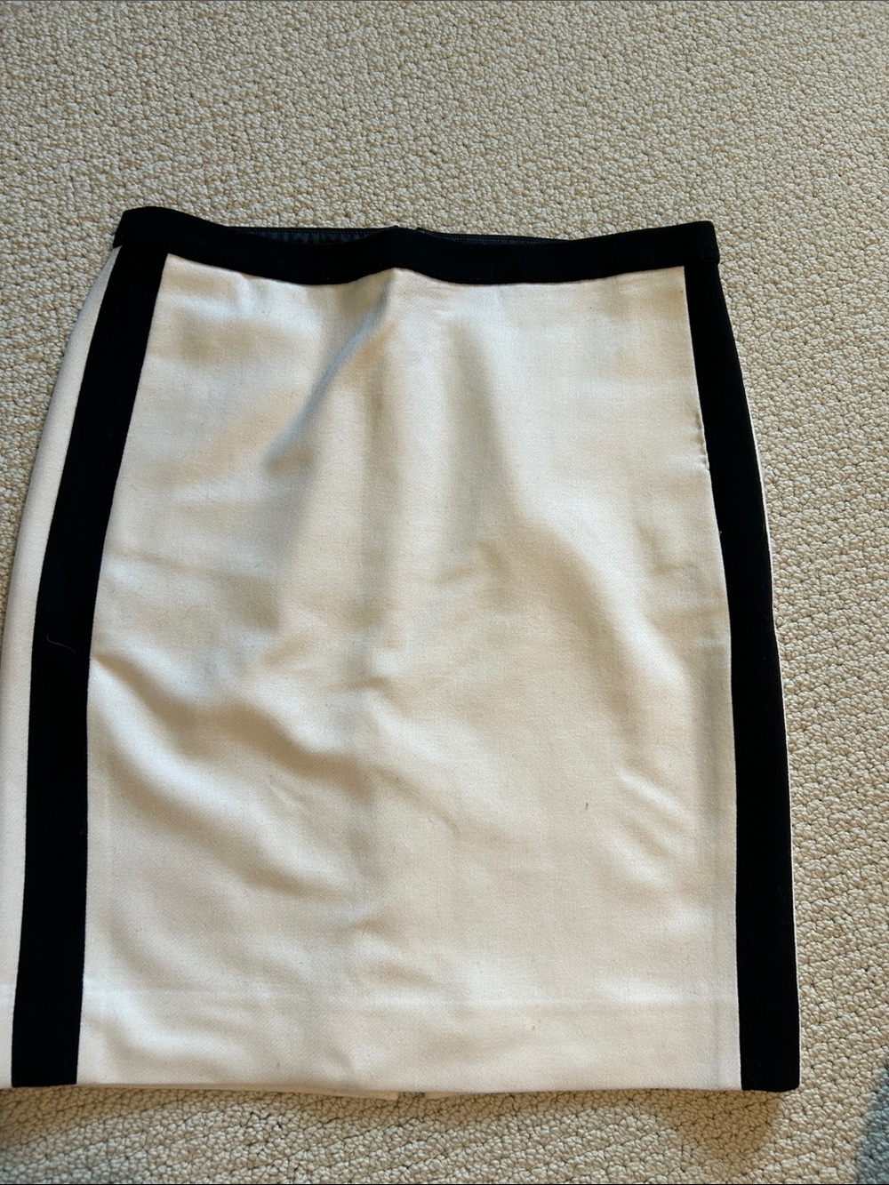 J. Crew White Pencil Skirt with Black Side Panels